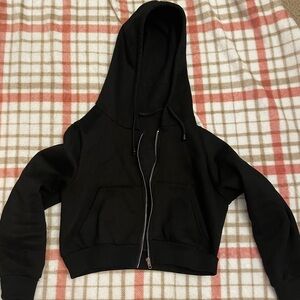 Black Cropped Zip up hoodie